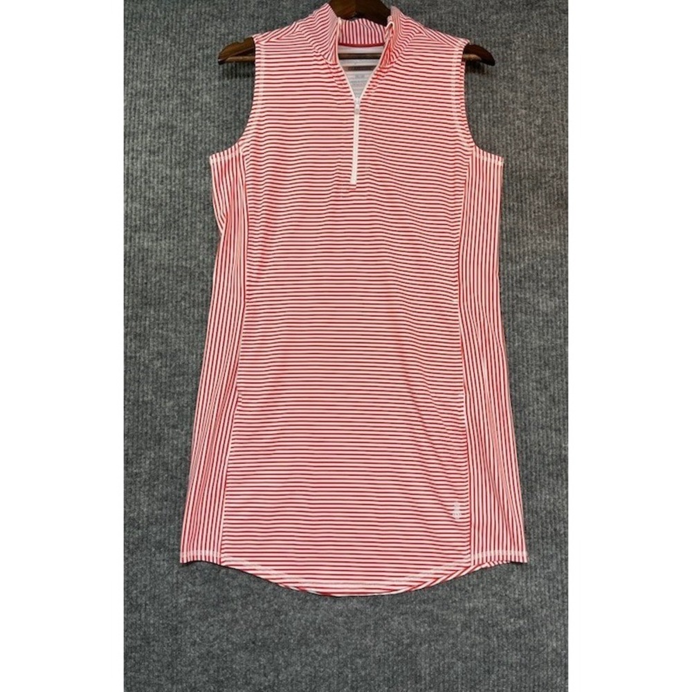 Tommy Bahama IslandZone Red White Striped Sleeveless Quarter Zip Dress Womens M